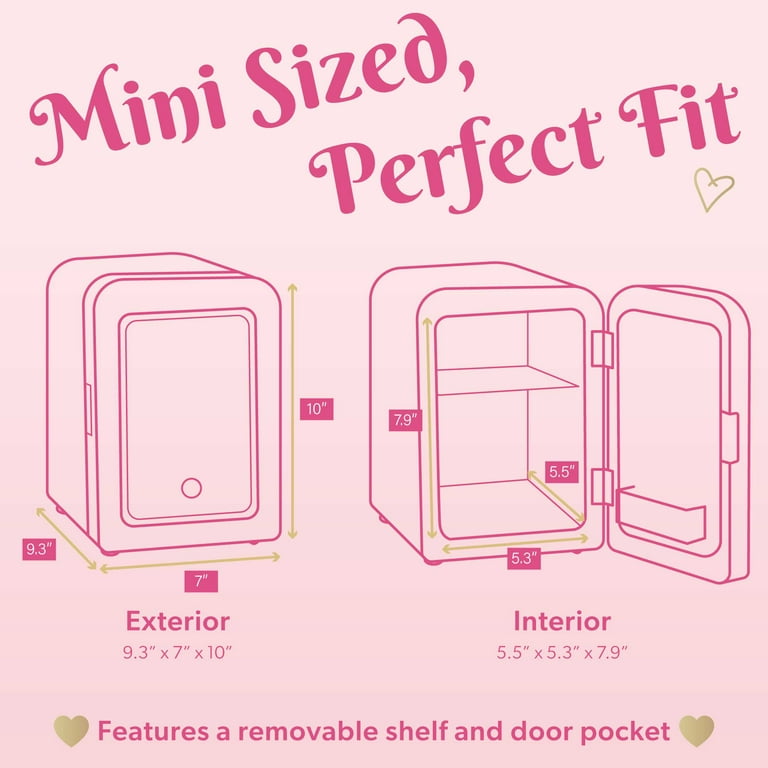 Paris Hilton Mini refrigerador y refrigerador de belleza personal, puerta  con espejo con luz LED regulable, función de enfriamiento y calentamiento