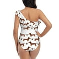 thumbnail image 5 of Zufioo Dachshund Dog Puppy Print One-shoulder Ruffled One-piece Swimsuit, High Elastic Integrated Removable Chest Pad Swimsuit Suitable for Beach, Pool and Vacation-X-Large, 5 of 6