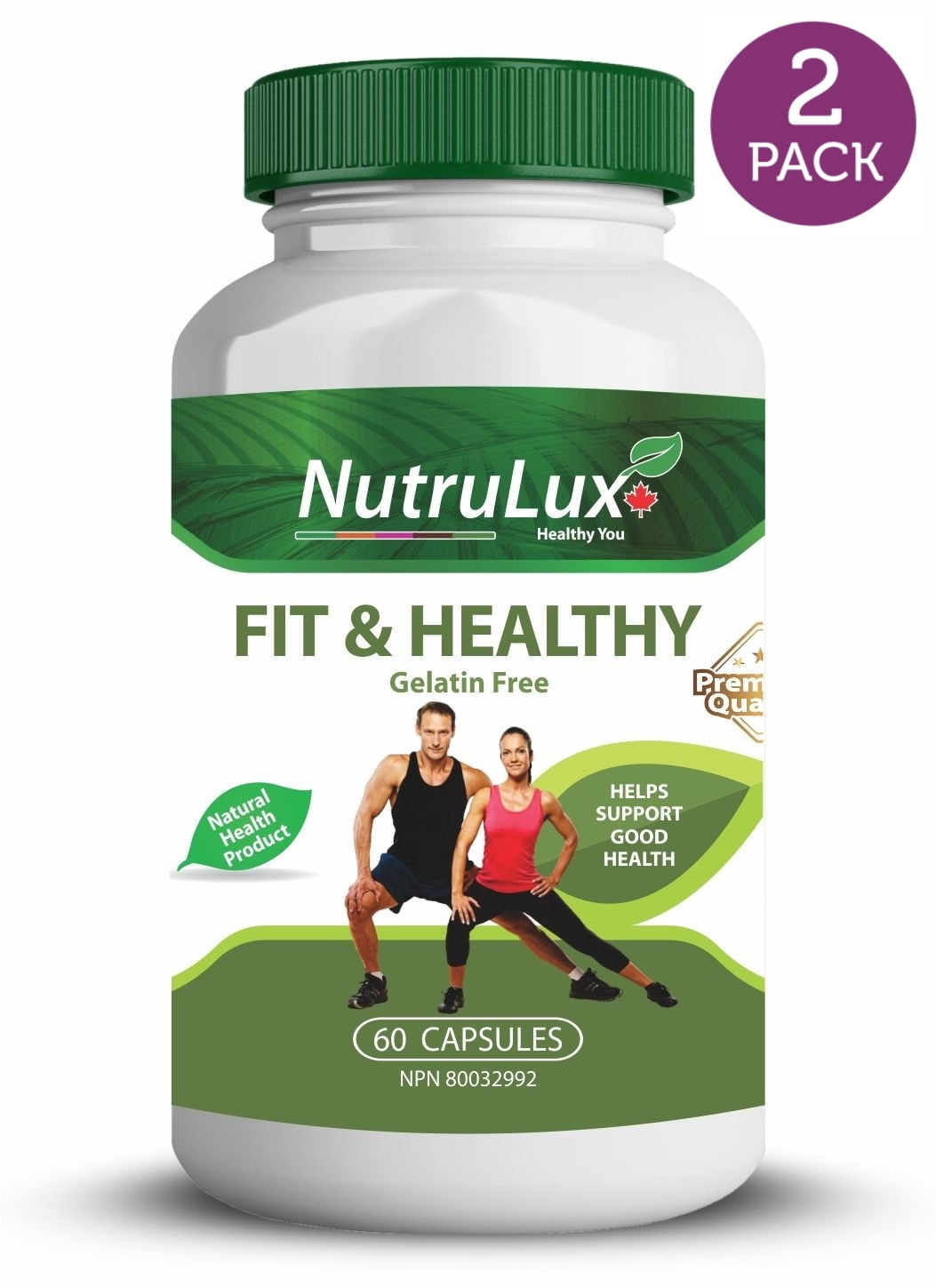 NutruLux Fit & Healthy ( 10 mg Vitamin B12 ) Halal Gelatin Free Capsules(Pack of 2)