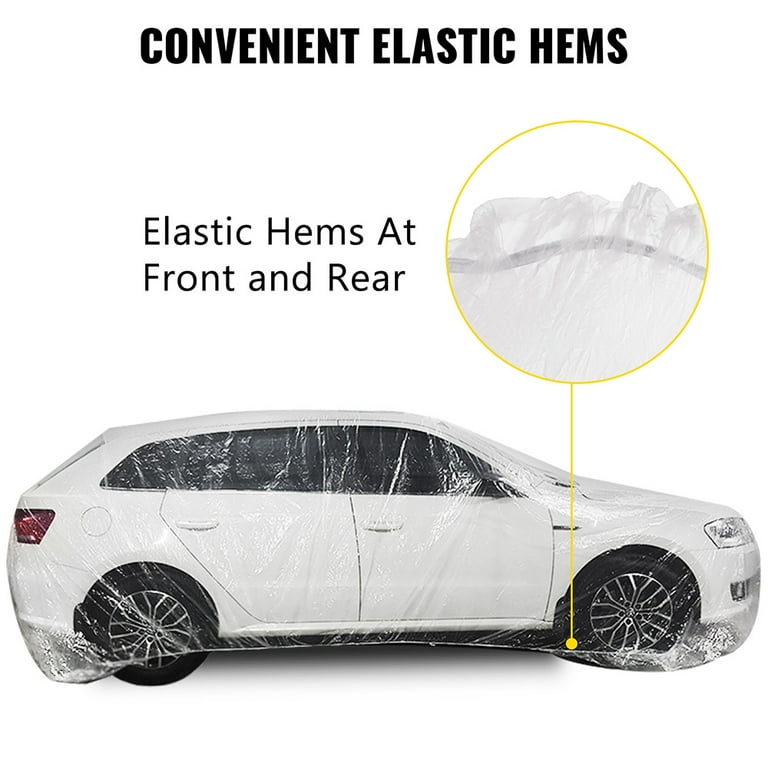 VEVOR Clear Plastic Car Cover 10pcs Disposable Car Covers 22 x 12 Universal Plastic Car Cover Waterproof Dust Proof Full Cover Outdoor Indoor Car
