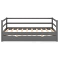 thumbnail image 6 of Twin Daybed with Trundle Frames Solid Wood Twin Size Bed with Roll-Out Trundle, Gray, 6 of 6