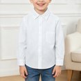thumbnail image 2 of WXFAZCVU Boys Long Sleeves Button Down Shirt Kids Versatile Formal Clothes School Wear Size 7-8 Years, 2 of 4