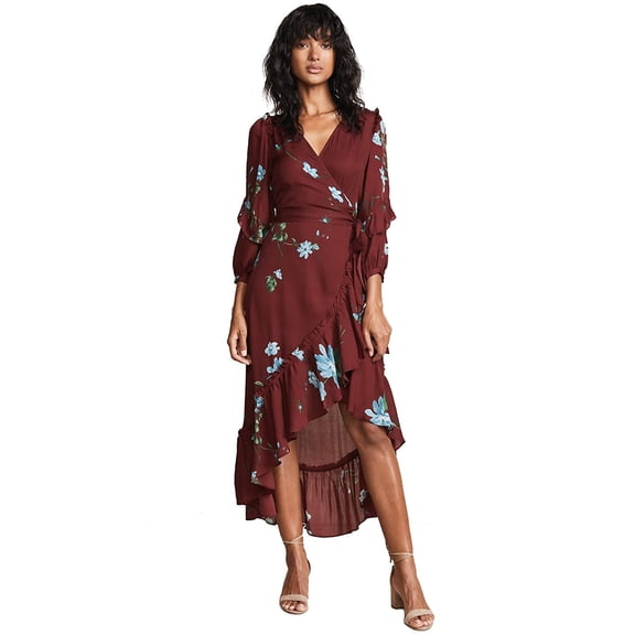 Joie Womens Silk Wrap Dress, Red, Small