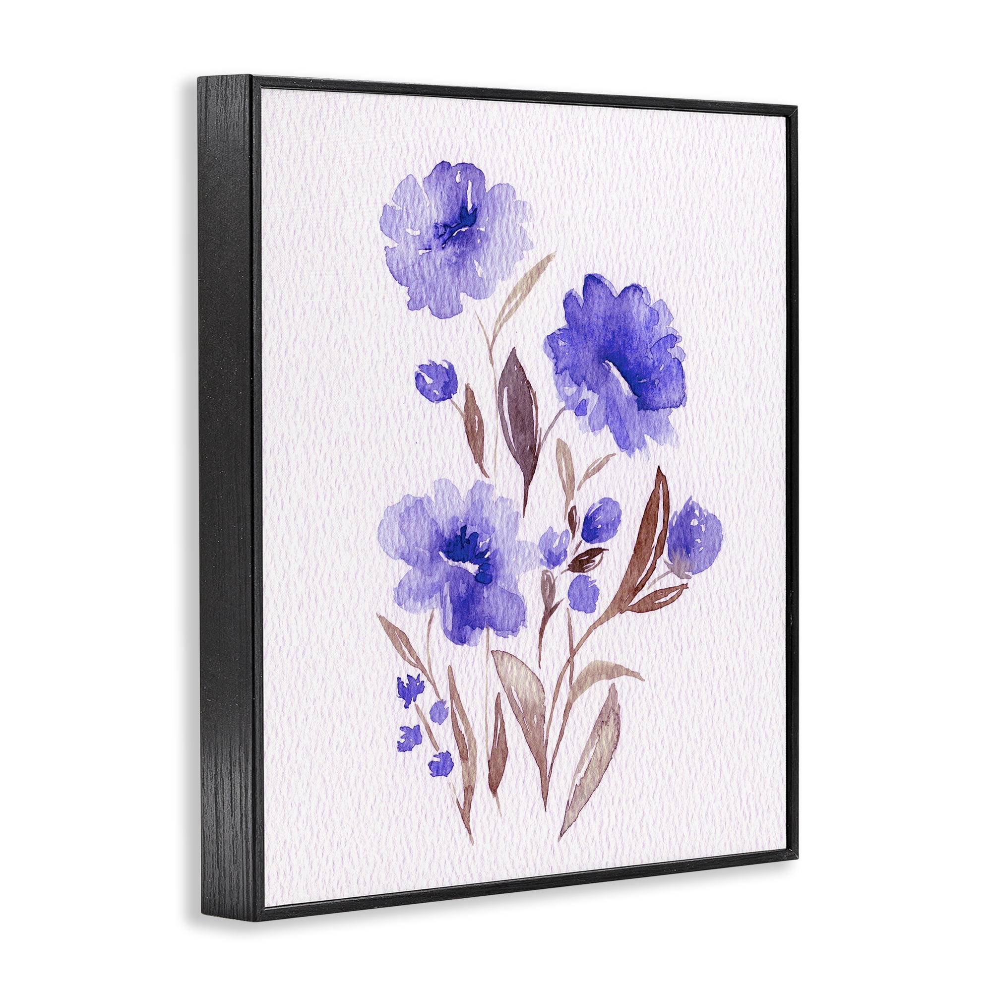 Stupell Industries Watercolor Purple Blossoms Black Framed Giclee Art, design by Leah Noel Art