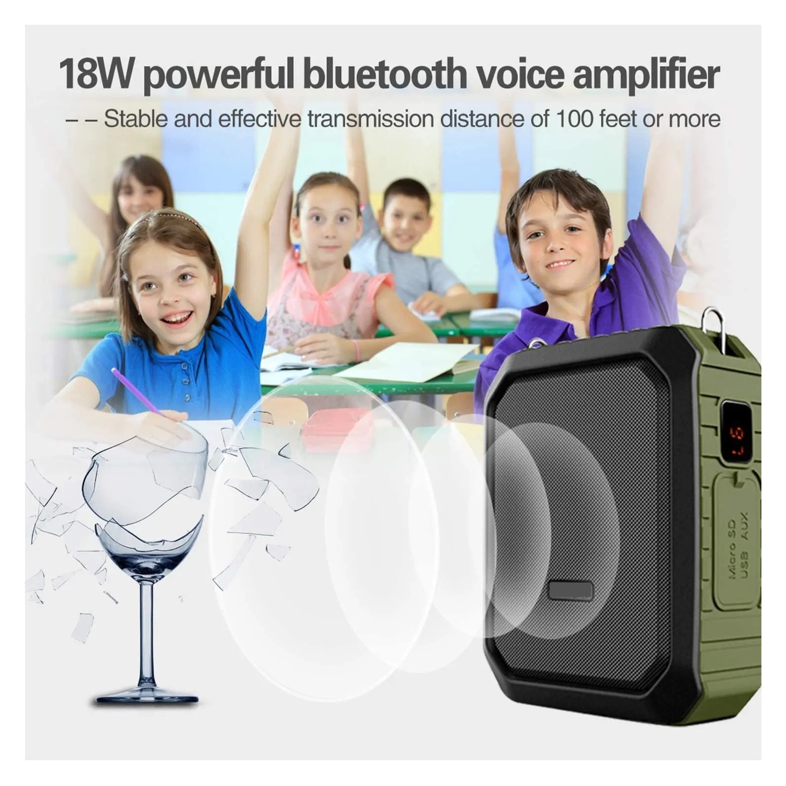 Portable Voice Amplifier With Wireless Microphone For Teachers IPX5 Waterproof Speaker 4400mAh Power Bank M800 ,Powerful Voice Amplifier