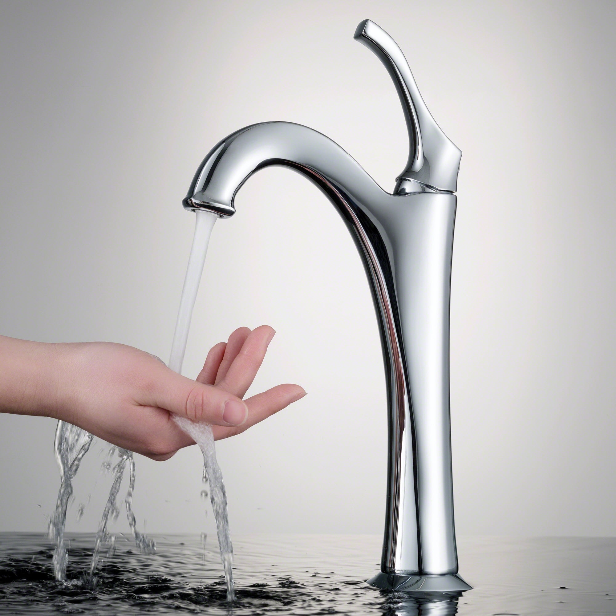 KRAUS Arlo Chrome Single Handle Vessel Bathroom Faucet with Pop Up Drain