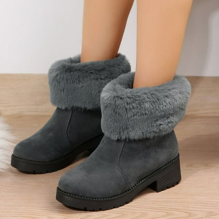 

Clearance Sale Prime AnuYalue Women s Winter Snow Boots Mid-Calf Fur Lined Warm Shoes Fashion Fuzzy Suede Boots Lightweight Comfortable Cozy Boots Classic Ultra Snow Anti-Slip Boot For Outdoor