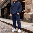 thumbnail image 5 of Mens Tracksuit 2 Piece Outfit Pullover Hoodie and Cuffed Hem Joggers Fall Winter Athletic Sweat Suit Casual Gym Running Clothes Navy 2XL, 5 of 7