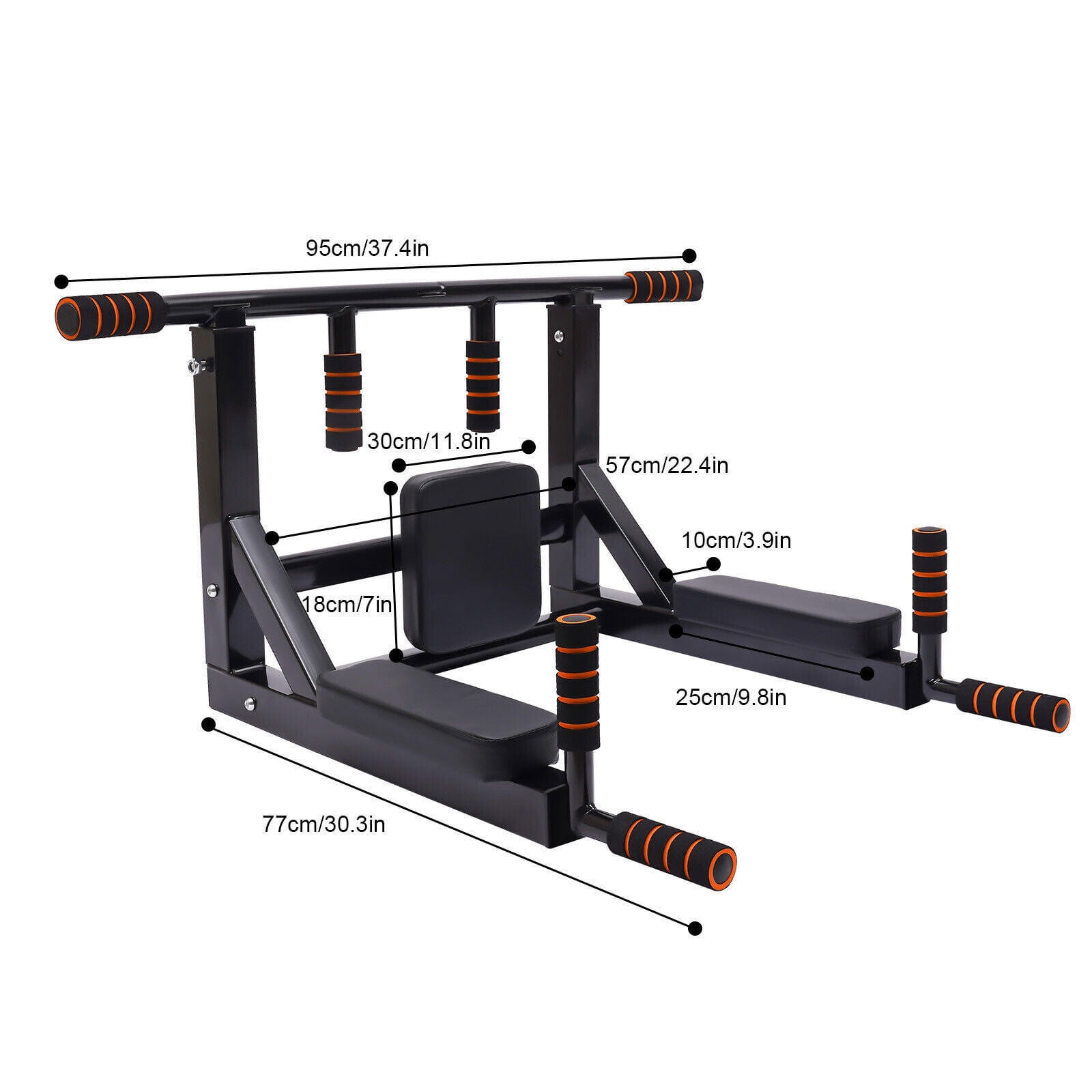 Pull Up Bar Raise Dip Station Vertical Knee Exercise Equipment Home Wall-Mount