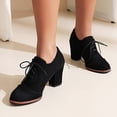 thumbnail image 3 of NECHOLOGY Botas Mujer Adulto Femenino Zapatos Botines mujer Botas de tobillo para mujer de tacón grueso con cordones tallados británicos de comercio exterior europeo y americano (Black, 8.5), 3 of 5