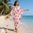 thumbnail image 5 of Xixirimido Red Palm Trees Print Womens Plus Size Kaftan Dress V Neck Batwing Sleeve Beach Cover Up Swimsuit Coverups Summer Lounge Caftan Dress, 5 of 7