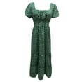 thumbnail image 6 of kamemir Plus Size Dresses for Curvy Women Sexy Womens Square Neck Polka Dot Short Sleeve Ruffle Swing Dress(X-Green,L), 6 of 6
