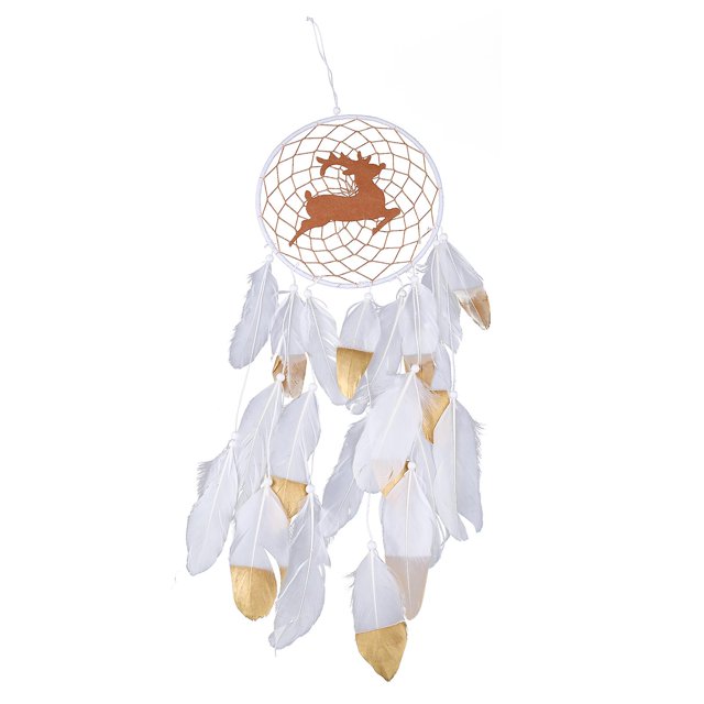 Atrapasueños de alce navideño, adorno bohemio hecho a mano con plumas para colgar en la pared, decoración del hogar y dormitorio para coche