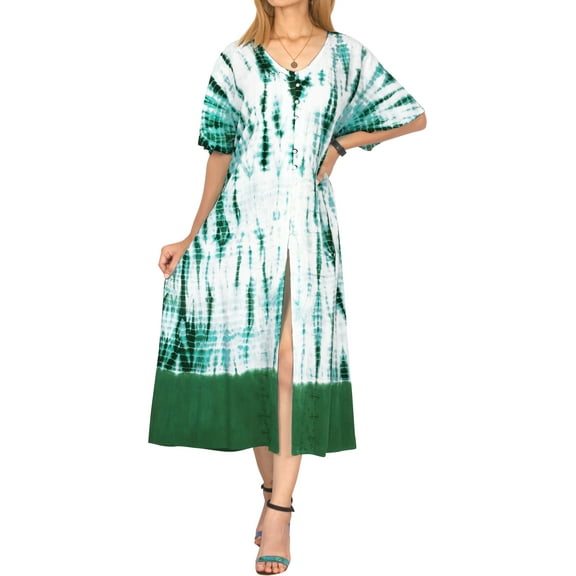 HAPPY BAY Women's Summer Loose Tunics House Wear Beach Dresses 12-16 Shamrock Green_AC922