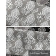 thumbnail image 6 of Black Damask Linen Curtain Valance for Bedroom/Bathroom/Kitchen/Living/Dining Room Window,European Bohemian Grey Paisley Medallion Flower Pocket Topper Drapes Decorative Cafe Drapery Panel 42"x18", 6 of 6