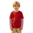 thumbnail image 2 of Fozruso Boys Striped Long Sleeve T-Shirts Casual Round Neck Pullover Tee Shirt Tops Fall Outfits, 2 of 7