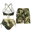 thumbnail image 3 of Psesaysky Green Camouflage Matching Swimsuits for Couples Womens 2 Piece Bikini Sets Sexy Cross Front Mens Swimming Trunk with Pocket Couples Matching Bathing Suits for Family Swimwear, 3 of 7