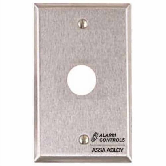 Alarm Controls RP-23 Remote Wall Plate with Hole for Piezo Sounders and Buzzers, Single Gang, Satin Stainless Steel