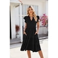 thumbnail image 2 of Anbech Women's V Neck Summer Dress Ruffle Sleeve A line Tiered Layered Swing Flowy Casual Dress with Pocket, 2 of 8