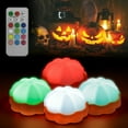 thumbnail image 1 of 4 Pack Pumpkin Lights with Remote and Timer Halloween LED Pumpkin Lights Battery Operated Adjustable LED Pumpkin Lights with Hooks Flameless Pumpkin Candle Light Halloween Pumpkin Lantern, 1 of 9