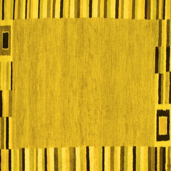Ahgly Company Indoor Square Abstract Yellow Contemporary Area Rugs, 8' Square