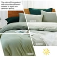 thumbnail image 3 of Queen,Washed Microfiber Green Queen Size Duvet Cover Set,Solid Color - Soft and, 3 of 6