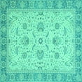 thumbnail image 1 of Ahgly Company Indoor Square Oriental Turquoise Blue Traditional Area Rugs, 4' Square, 1 of 4