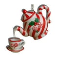 thumbnail image 3 of Ke1Clo Christmas Teapot Ornament, Vintage Tea Cups with Pouring Tea Effect, Holly Red Berries Decor for Tree and Mantel, Gift for Tea Lovers and Collectors, 3 of 3