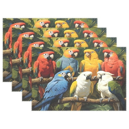

Ryvnso Placemats Set of 4 Parrots Dining Mats Heat-Resistant Non-Slip Washable Table Mat