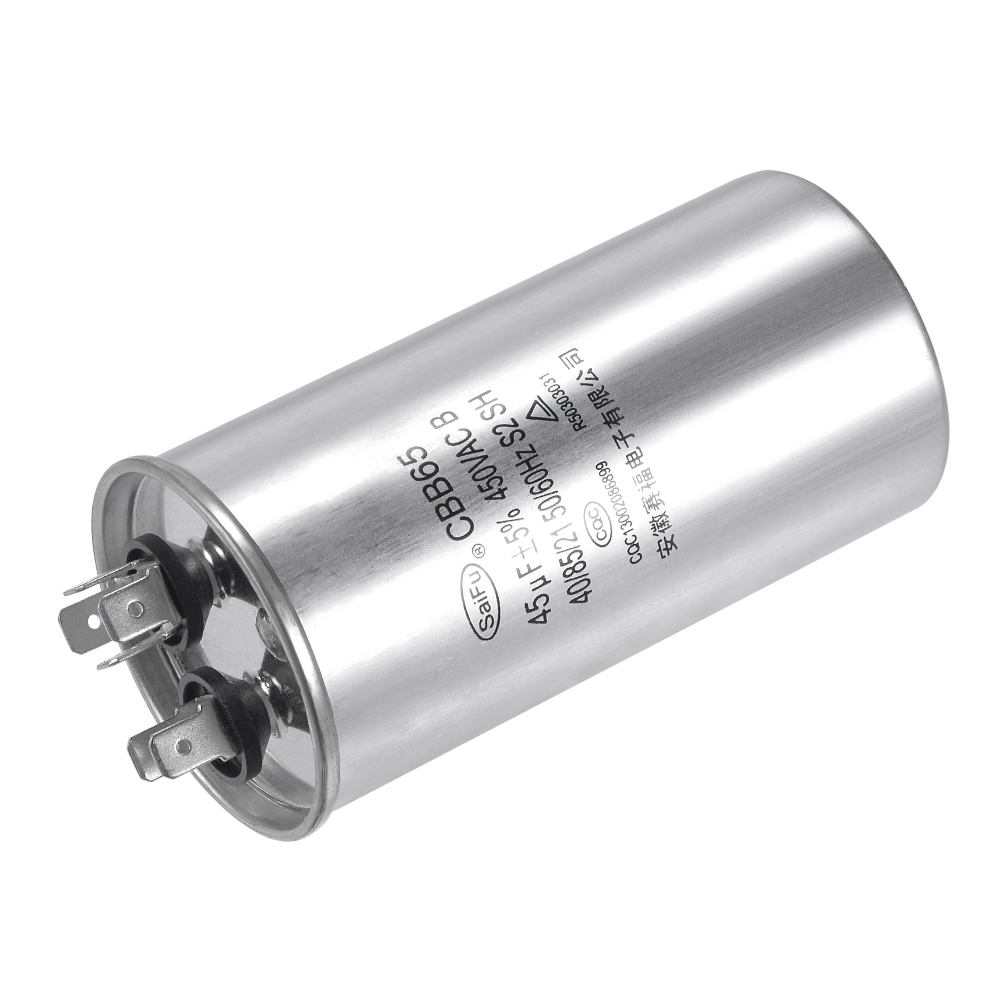 Uxcell 45uF 450V AC Aluminum Case with Terminal Round CBB65 Run Capacitor 2 Pack