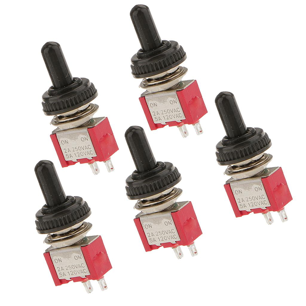 Waterproof Cover 2P Blue/Red 5 x On/On Sub Miniature Small Mini Toggle Switch 