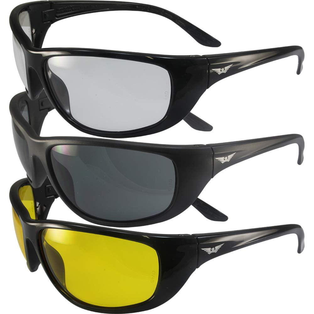 3 Pair Global Vision Hercules 6 Cycling Shooting Safety Glasses Black