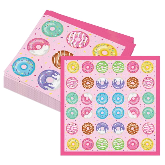 Colorful Donut Theme Party Napkins Set - Vibrant Sweet Treat Decor for Festive Celebrations