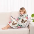 thumbnail image 4 of Boston Terrier Dog and Flower Florals Blanket Hoodies for Kids 6-13YR Oversize Wearable Blanket Hoodies for Boys Girls Teens, 4 of 7