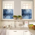 thumbnail image 4 of Abstract Art Kitchen Curtains and Valances Set, Retro Gradient Blue Watercolor Rod Pocket Window Valance 18 Inch Window Curtain Panels for Living Room Bedroom Laundry, 27.5x36in, 3 Pieces, 4 of 7