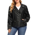 thumbnail image 3 of S P Y M Womens Faux Leather Jacket, Moto Biker Coat, Quilted Zip Up Outwear,Regular and Plus Size, 3 of 5