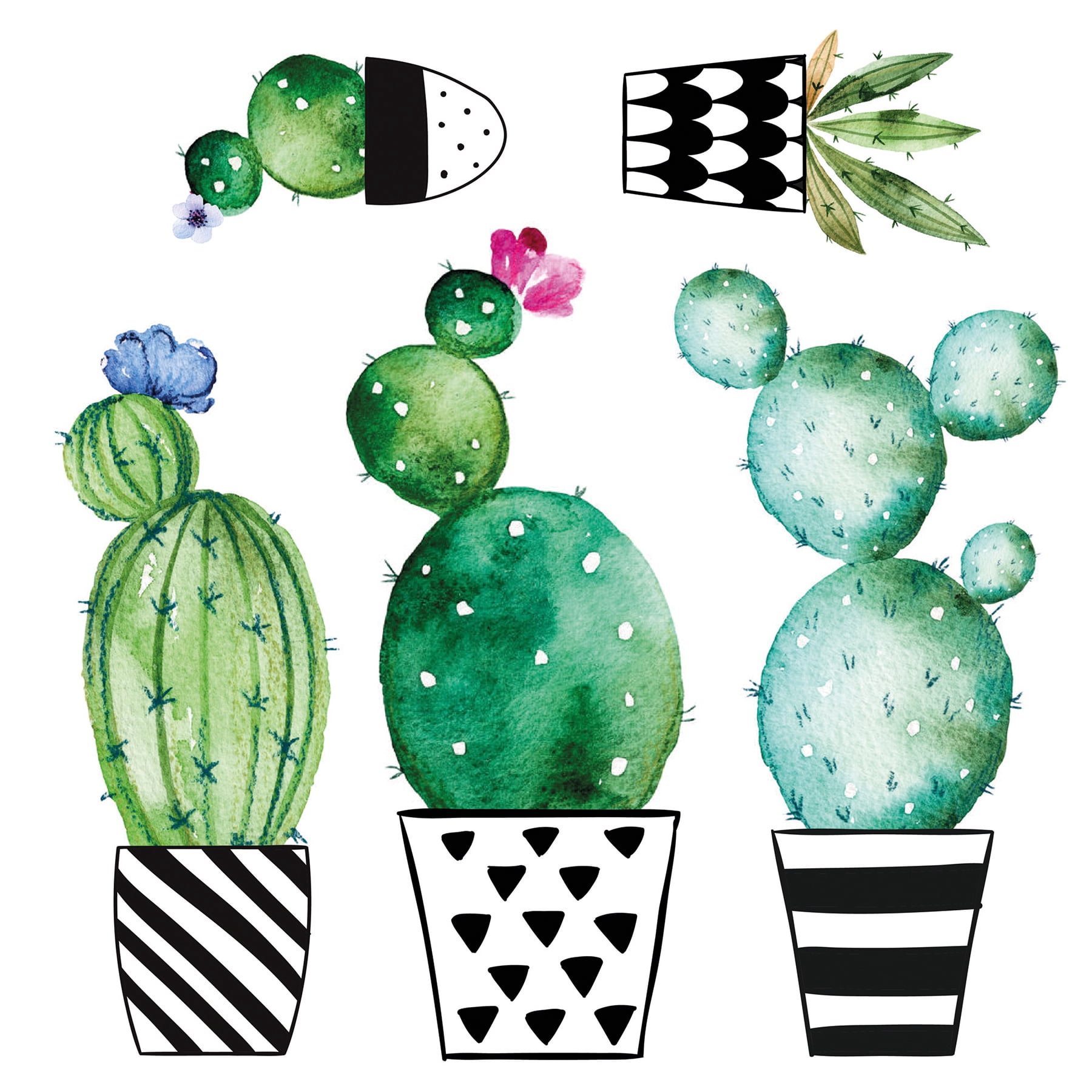 Crearreda Watercolor Cactus Wall Decals Set of 8