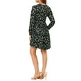 thumbnail image 4 of MODA NOVA Juniors V Neck Long Sleeves Cinched Waist Half Placket Floral Dress, 4 of 7