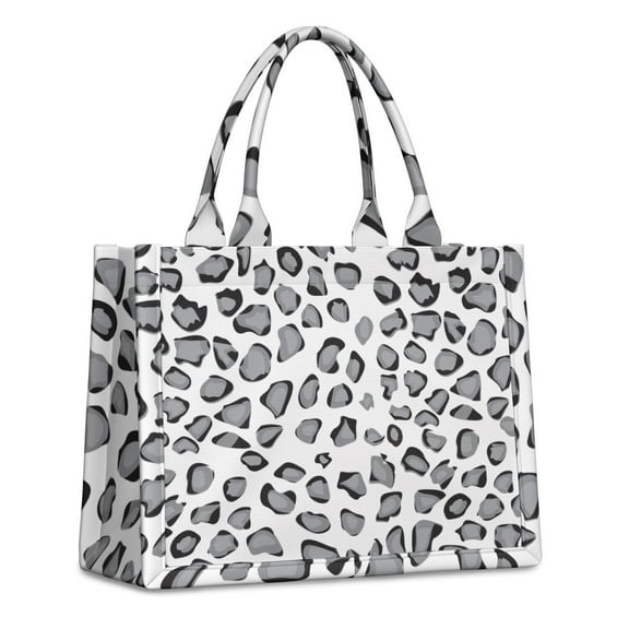 Large Capacity Tote Bag,White and Gray Of Leopard Print Handbag Fashion Luxury Tote Bag,15.7"x13"x 5.1" Inches,Laptop Compatible