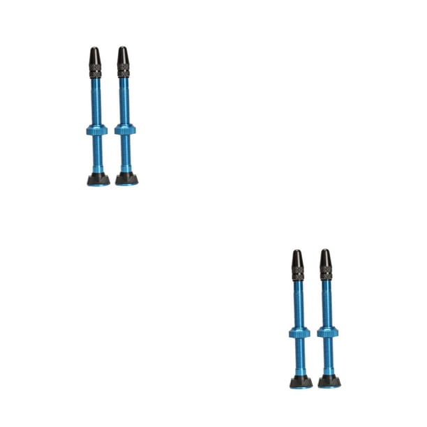 Soidarity 2 piezas bicicleta 60mm neumático sin cámara válvula recta 12,8mm Base aleación de aluminio válvulas de neumáticos antifugas Azul 2piezas