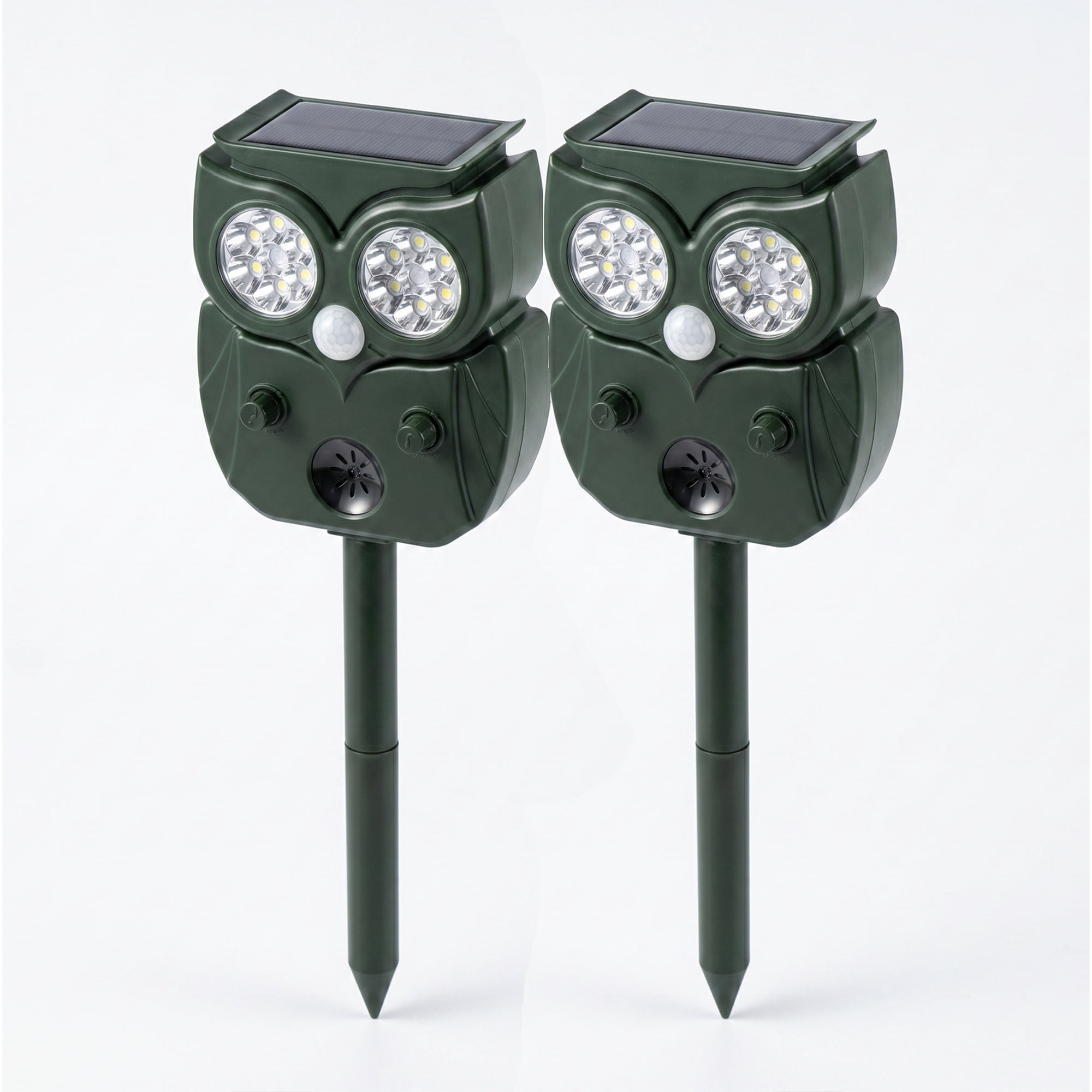 Solar Garden Alarm Outdoor Motion Sensor Device, Motion Activated LED Flash & Sound Alert, Waterproof, 2 Pack