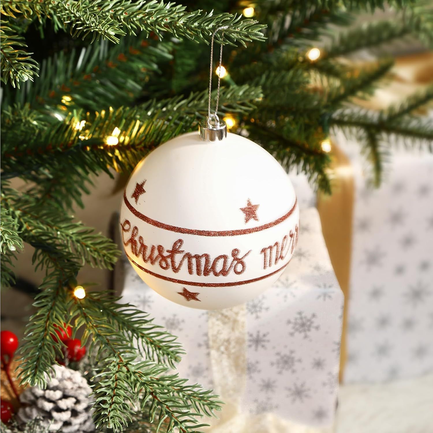 100MM/4 Inch 9PCS Large Christmas Balls Ornaments, Shatterproof Plastic Hanging Big Baubles Set for Xmas Tree Decoration Holiday Party Wedding Decorations with Hook