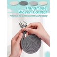 thumbnail image 3 of Handwoven Beverage Coasters, 8-Pack BOHO Style Coasters for Home Decor, Absorbent Farmhouse Cotton Table Coasters, 4.3 Inch, Gray, 3 of 5
