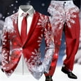 thumbnail image 2 of Mens Christmas Suit 2 Piece One Button Xmas Color Block Jacket Blazer And Pant Set Slim Fit Winter Party Funny Mens Suits, 2 of 6