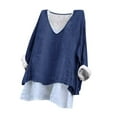 thumbnail image 5 of Admvng Plus Size Tops for Women Fashionable Solid V-neck Long Sleeved Linen Plus Size Women's Clothing S-5XL, 5 of 7