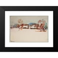 thumbnail image 2 of Kazimierz Wojtanowicz 14x11 Black Modern Framed Museum Art Print Titled - Winter Rural Landscape (1940), 2 of 5