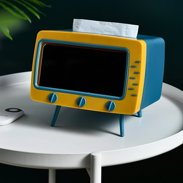 2 in 1 Tissue Box Office Desk Box TV Appearance with Phone Stand