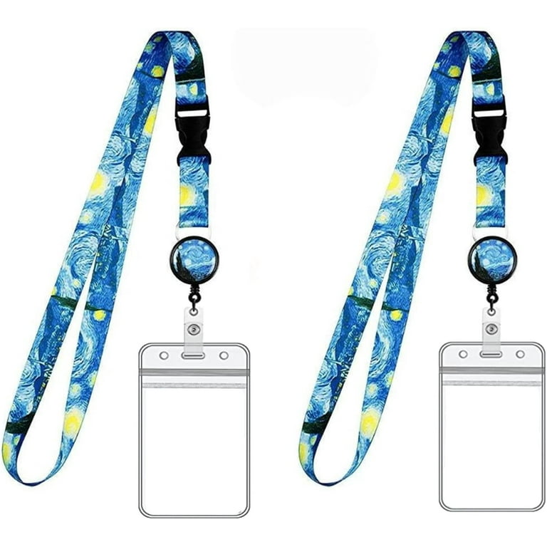 2 Pack Badge Holder,Adjustable Lanyard with Retractable Reel,Waterproof  Durable ID Card with Resealable Zip,Cruise Lanyard,Blue 