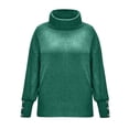 thumbnail image 5 of Turtleneck Sweater Women Plus Size Tunic Long Sleeve Cable Knit Sweaters Lightweight Chunky Pullover High Neck Green 5XL, 5 of 9