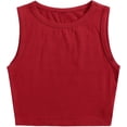 thumbnail image 1 of playera básica sin mangas con cuello redondo y espalda cruzada para mujer rojo vino M rojo vino M Xishao ropa, 1 of 2